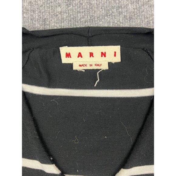 Marni Virgin Wool Dress Women's 14 Black Striped Long Sleeve Made in Italy - Picture 2 of 10